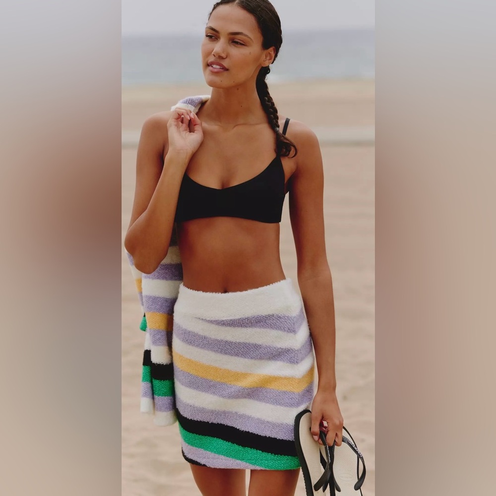 Anthropologie Daily Practice NWT Cozy Stripe Sweater Mini Skirt- L- Retail:$98